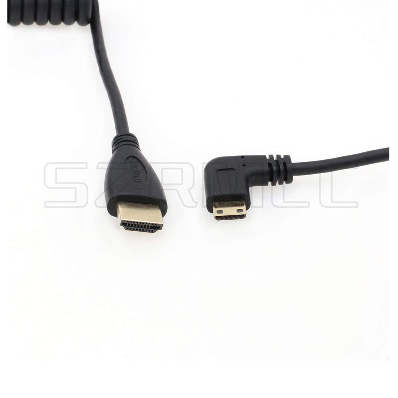 SZRMCC Left Angled Mini HDMI to Full HDMI High Speed Coiled Cable for Canon Sony DSLR Camera ATOMOS Monitor (Left Mini HDMI-HDMI) - Image 3